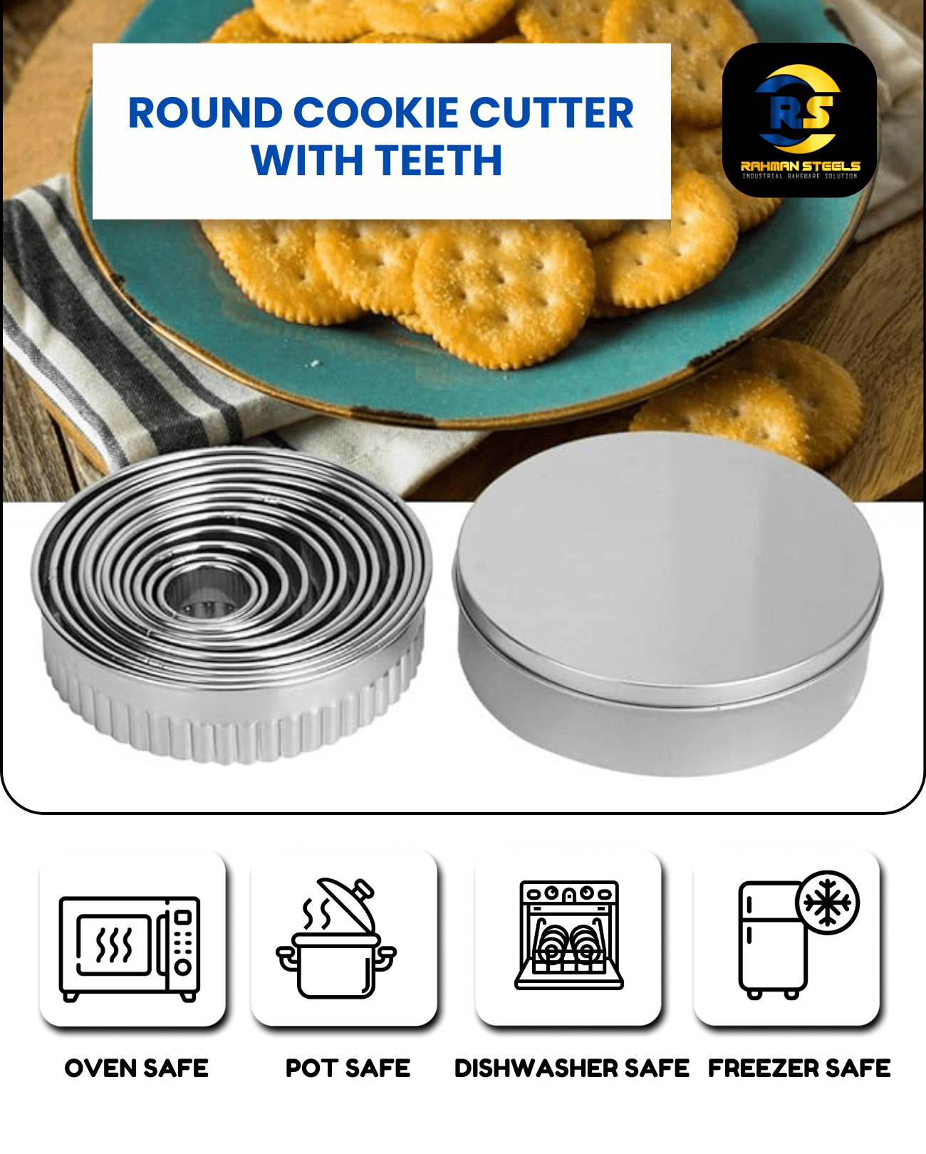 Round Shape Cookie Cutter with Teeth – Single Peace ( Any Size Available ) - Image 3